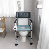 HAOYYE Black Shower Toilet Chair with Detachable Bucket, Portable Waterproof Commode Chair for Elderly and Disabled, Lightweight Aluminum Frame, Comfortable Padded Seat and Backrest, Adjustable Height, Lockable Wheels for Indoor and Outdoor Use
